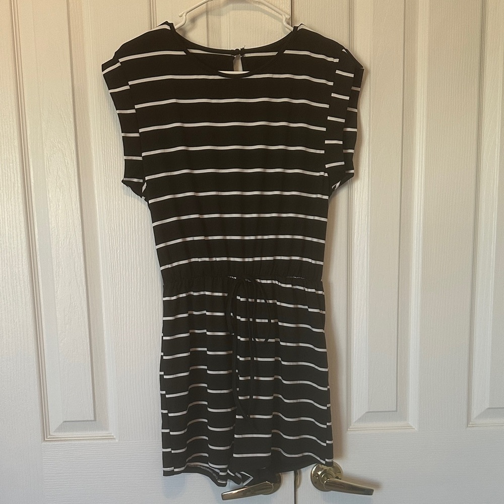 Black and White Striped Jumpsuit